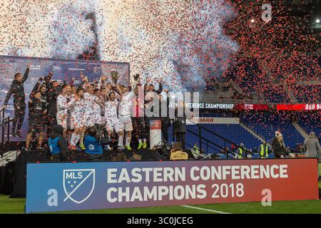 29. November 2018: Harrison, New Jersey, USA – Atlanta United feiert den Sieg des Endspiels der Eastern Conference in der Red Bull Arena in Harrison, NJ Atlanta United besiegt die New York Red Bulls Aggregate 3-1 (Bild: © Mark Smith/ZUMA Wire) Stockfoto
