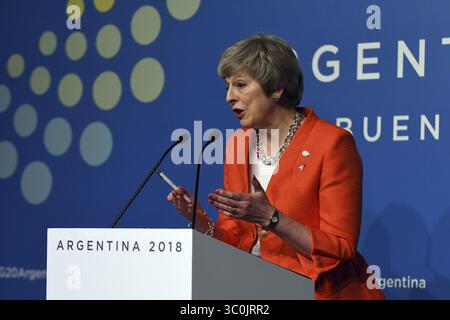 1. Dezember 2018 - Buenos Aires, Argentinien - die britische Premierministerin Theresa May hält zum Abschluss des G20-Gipfels am 1. Dezember 2018 in Buenos Aires, Argentinien, eine Pressekonferenz ab. (Bild: © G20 Argentina via ZUMA Wire) Stockfoto