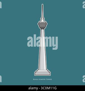 Vektorillustration des Kuala Lumpur Turms in Malaysia Stock Vektor