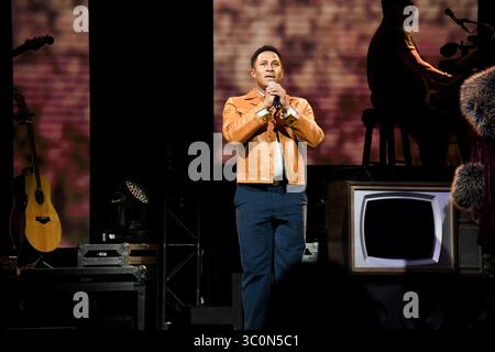 New York, USA. Juli 2025. Daniel Yearwood tritt während des „Rolling Thunder“ Musical Press Events auf den New World Bühnen, New York, NY, 21. Juli 2025 auf. (Foto: Efren Landaos/SIPA USA) Credit: SIPA USA/Alamy Live News Stockfoto