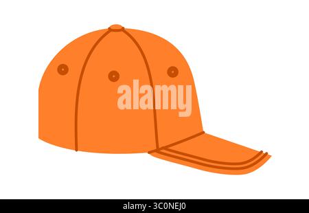 Passgenaue Baseballmütze Mit Cap. Sommer Kopf Mode Accessoire Kleidung technische Illustration. Vektor-Kopfbedeckung für Männer, Frauen, Unisex-Stil, flache Vorlage CAD-Modell Skizze Umriss isoliert Stock Vektor
