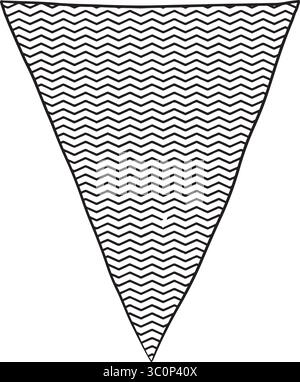 Ein stilvolles dreieckiges Banner mit auffälligem Wellenmuster in Schwarz und weiß, ideal für verschiedene Designprojekte Stock Vektor