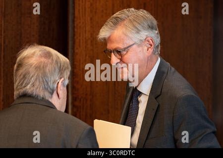 Jean-Pierre Lacroix, Untergeneralsekretär für Friedenseinsätze mit UN-Generalsekretär Antonio Guterres nach ihrem Treffen am 21. Juli 2025 im UN-Hauptquartier in New York, NY. (Foto: Lev Radin/SIPA USA) Stockfoto