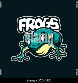 Frogs Maskottchen-Logo-Design mit modernem Illustrationskonzept für Abzeichen, Embleme und T-Shirts. Illustration der Frösche. Stock Vektor