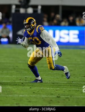 16. Dezember 2018 Los Angeles, CA...Los Angeles Rams vor Linebacker Samson Ebukam #50 während der NFL Philadelphia Eagles vs Los Angeles Rams im Los Angeles Memorial Coliseum in Los Angeles, CA am 16. Dezember 2018. Jevone Moore(Credit Image: &Copy; Jevone Moore/CSM via ZUMA Wire) Stockfoto