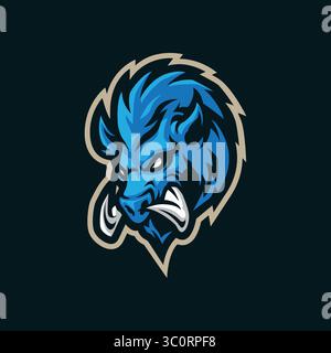Eber Maskottchen Logo Design Vektor mit modernem Illustrationskonzept Stil für Abzeichen, Emblem und T-Shirt Druck. Abbildung des Eberkopfes. Stock Vektor