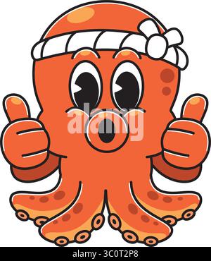 Takoyaki Octopus Maskottchen Giving Thumbs Up Stock Vektor