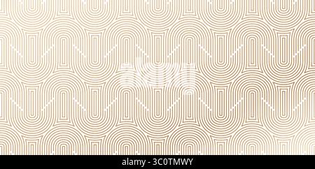 Ein weißer und beigefarbener Hintergrund mit wellenförmigen Linien, nahtlosen geometrischen Mustern für gestricktes Textilmaterial, Stoff, Umschlagsbuch, Geschenkpapier Stock Vektor