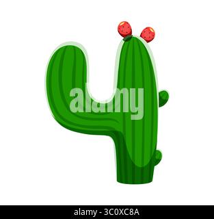 Tag des toten Fontwüstenkaktus Ziffer 4 4. Hispanische Dia de Los Muertos Feier Typ Vektor Zahlensymbol, rituelle Festival Schriftzeichen Ziffer. Mexikanischer Tod Karneval Buchstaben Schriftzeichen Nummer Stock Vektor