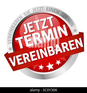 EPS 10 Vektor mit Runde farbige Schaltfläche mit Banner und Text Treffen vereinbaren jetzt (in deutscher Sprache) Stock Vektor