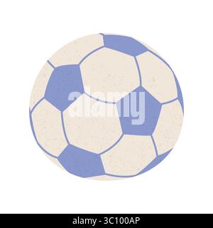 Fußball. Vektordarstellung einer Kugel, die auf weißem Hintergrund isoliert ist. Schäbige handgezeichnete Illustration. Stock Vektor