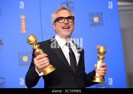 6. Januar 2019 - Beverly Hills, Kalifornien, USA - mexikanischer Filmregisseur ALFONSO CUARON im Presseraum während der 76. Jährlichen Golden Globe Awards im Beverly Hilton Hotel. (Bild: © Kevin Sullivan via ZUMA Wire) Stockfoto