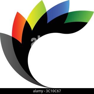 Buntes Abstraktes Blütenblatt-Logo Stock Vektor