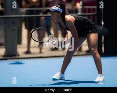 8. Januar 2019 - Sidney, AUSTRALIEN - Priscilla Hon aus Australien in Aktion während ihres Spiels in der ersten Runde beim Sydney International WTA Premier Tennis Turnier 2019 (Foto: © AFP7 via ZUMA Wire) Stockfoto