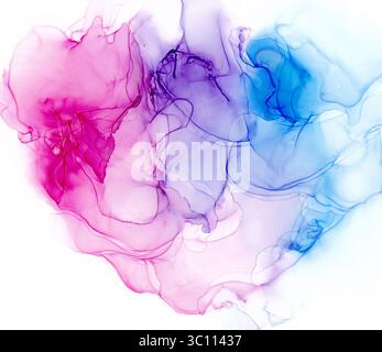 Bunte Alkoholtinte Textur Hintergrund. Kreative fluide Marmor Textur, mehrfarbiger flüssiger Aquarellhintergrund. Handgemalt auf Papier. Fluss Alkohol Stockfoto