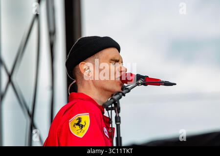 Edmonton, Kanada. Juli 2023. Violet Night's Connor Pohl tritt während des K-Days Music fest im Edmonton Expo Centre und Fairgro auf. (Foto: Ron Palmer/SOPA Images/SIPA USA) Credit: SIPA USA/Alamy Live News Stockfoto