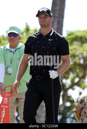 11. Januar 2019 - Wyndham Clark schlägt im 14. Loch während der zweiten Runde der PGA Sony Open im Waialae Country Club in Honolulu ab, HI - Michael Sullivan/CSM(Credit Image: &Copy; Michael Sullivan/CSM via ZUMA Wire) Stockfoto