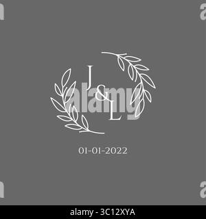 Initial Letter JL Monogramm Hochzeit Logo mit kreativen Blättern Dekoration Vektor Grafik Vektor Grafik Vektor Grafik Stock Vektor