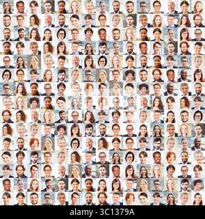 Quadratische Collage aus Porträts vieler verschiedener Geschäftsleute als internationales Business Team Stockfoto