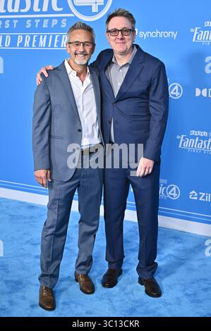 Mitchell Bell und Grant Curtis bei der Weltpremiere des Kinofilms „die fantastischen vier: Ersten Schritte“ im Dorothy Chandler Pavilion. Los Angeles, 21.07.2025 Stockfoto