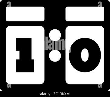 Einfaches Vektorsymbol einer digitalen Anzeigetafel, die einen Wert von 1-0 für Sportereignisse anzeigt Stock Vektor