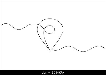 Durchgehende Linienzeichnung eines Pfads einer Standortkarte mit Zielmarkierungen. Symbol für minimalistische Route und Richtung Stock Vektor