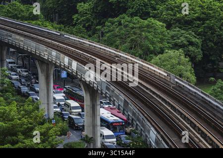 Motorcade BTS Skytrain Rail Network, Bangkok, Thailand Stockfoto