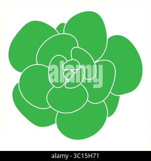 Grafisch grüner Sukkulent isoliert auf weißem Hintergrund. Handgezeichneter Vektor, flache Illustration, Skizze. Element für die Konstruktion. Stock Vektor