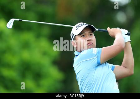 19. Januar 2019 - Singapur - Poom Saksansin of Thailand schlägt auf dem 14. Loch während der dritten Runde der Singapore Open auf dem Serapong Course im Sentosa Golf Club ab. (Bild: © Paul Miller/ZUMA Wire) Stockfoto