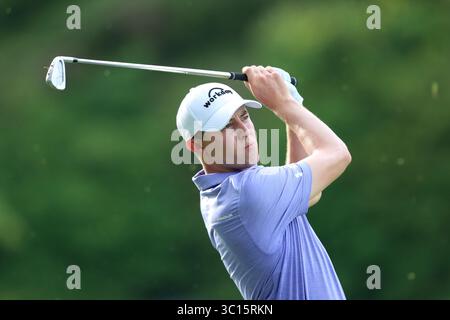 19. Januar 2019: Singapur: Matthew Fitzpatrick aus England spielt in der dritten Runde der Singapore Open auf dem Serapong Course im Sentosa Golf Club einen Schuss auf das 12. Loch. (Bild: © Paul Miller/ZUMA Wire) Stockfoto