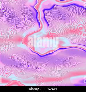 Psychedelische topographische Wellentextur in Lavendel und Pink für surreale und experimentelle Kunst Stockfoto