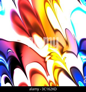 Explosives flüssiges Tintenspritzen in Fettfarben für kreative Werbung und Musik Visuals und Textilmuster Stockfoto