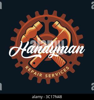 Handwerker Reparaturservice Emblem Stock Vektor