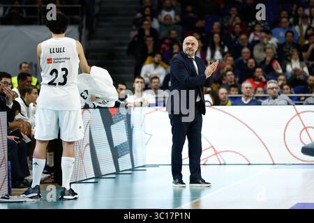 27. Dezember 2018 - Madrid, MADRID, SPANIEN - Pablo Laso von Spanien und Real Madrid während der spanischen Meisterschaft, Liga Endesa, Basketballspiel zwischen Real Madrid und Montakit Fuenlabrada im Wizink Center Stadion, Madrid, Spanien, am 27. Januar 2019. (Kreditbild: © AFP7 via ZUMA Wire) Stockfoto