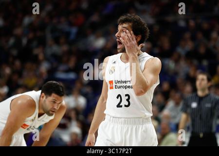 27. Dezember 2018 - Madrid, MADRID, SPANIEN - Sergio Llull Melia von Spanien und Real Madrid während der spanischen Meisterschaft, Liga Endesa, Basketballspiel zwischen Real Madrid und Montakit Fuenlabrada im Wizink Center Stadion, Madrid, Spanien, am 27. Januar 2019. (Kreditbild: © AFP7 via ZUMA Wire) Stockfoto