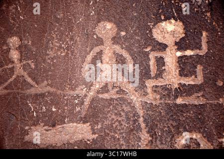 Petroglyph am Big Foot Panel, Utah, USA – Petroglyphen der Ureinwohner auf Sandstone Stockfoto