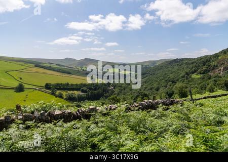 Wunderschöne Landschaft rund um das Kinder Reservoir über dem Dorf Hayfield im Peak District Nationalpark in Derbyshire, England. Stockfoto