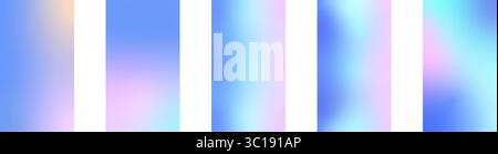 Holographischer Verlauf für den Winter einstellen. Pastellfarbener Weihnachtshintergrund, modernes winterblaues Verlaufsvektor-Design Stock Vektor