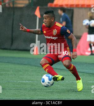 8. Februar 2019 - Joao Plata #10 beim Pacific Rim Cup Spiel zwischen Real Salt Lake und Iwaki FC im Aloha Stadium in Honolulu , HI - Michael Sullivan/CSM(Credit Image: &Copy; Michael Sullivan/CSM via ZUMA Wire) Stockfoto