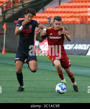 8. Februar 2019 - Real Salt Lake Verteidiger Tate Schmitt #21 beim Pacific Rim Cup Spiel zwischen Real Salt Lake und Iwaki FC im Aloha Stadium in Honolulu , HI - Michael Sullivan/CSM(Credit Image: &Copy; Michael Sullivan/CSM via ZUMA Wire) Stockfoto