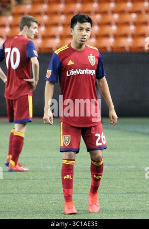 Februar 2019 - Real Salt Lake Stürmer Luis Arriaga #26 beim Pacific Rim Cup Spiel zwischen Real Salt Lake und Iwaki FC im Aloha Stadium in Honolulu , HI - Michael Sullivan/CSM(Credit Image: &Copy; Michael Sullivan/CSM via ZUMA Wire) Stockfoto