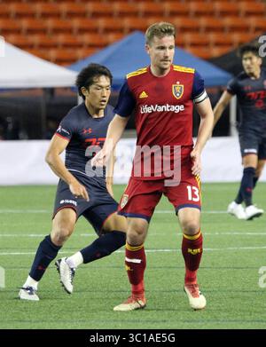 Februar 2019 - Real Salt Lake Mittelfeldspieler Nick Besler #13 beim Pacific Rim Cup Spiel zwischen Real Salt Lake und Iwaki FC im Aloha Stadium in Honolulu , HI - Michael Sullivan/CSM(Credit Image: &Copy; Michael Sullivan/CSM via ZUMA Wire) Stockfoto
