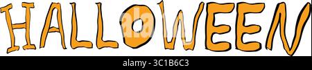 Halloween Text Schriftart Kalligraphie handgeschriebene Schrift Schriftzeichen Farbzeichen Symbol Glückliches halloween oktober Monat Kürbis Horror Angst Trick or Treat Hallo Stock Vektor