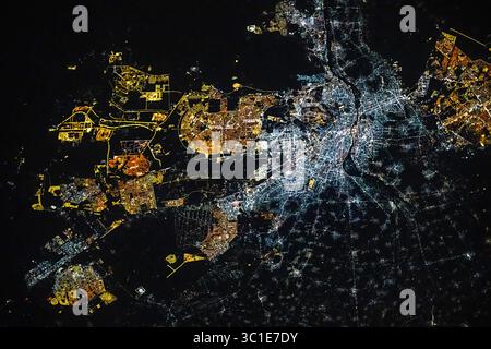 Stadt Kairo aus dem Weltraum, Ägypten Stockfoto