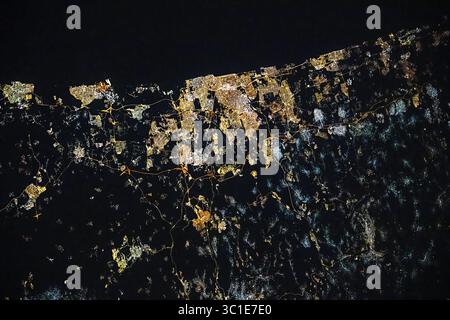 Stadt Tel Aviv aus dem Weltraum, Israel Stockfoto