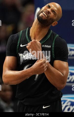 4. Januar 2019: Minneapolis, MN, USA – Minnesota Timberwolves Stürmer Taj Gibson (67) feierte in der zweiten Halbzeit einen Korb. ...Die Minnesota Timberwolves spielten am Freitag, 4. Januar 2019 im Target Center in Minneapolis die Orlando Magic in einem NBA-Spiel. (Kreditbild: Anthony Souffle/Minneapolis Star Tribune/TNS via ZUMA Wire) Stockfoto