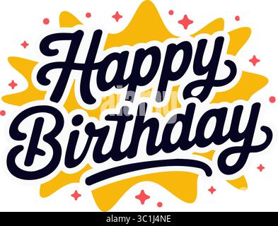 Happy Birthday Vector Greeting mit Pop Art Starburst und Skript Stock Vektor
