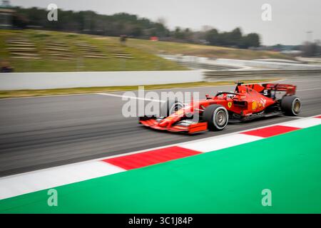 20. Februar 2019 - Montmelo, Barcelona, Katalonien, Spanien - Sebastian Vettel von der Scuderia Ferrari mit dem SF90, der am Morgen der dritten Reise der F1 Test Days in Montmelo in Aktion zu sehen war. (Foto: © Javier Martinez de La Puente/SOPA Bilder via ZUMA Wire) Stockfoto