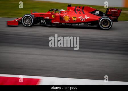 20. Februar 2019 - Montmelo, Barcelona, Katalonien, Spanien - Sebastian Vettel von der Scuderia Ferrari mit dem SF90, der am Morgen der dritten Reise der F1 Test Days in Montmelo in Aktion zu sehen war. (Foto: © Javier Martinez de La Puente/SOPA Bilder via ZUMA Wire) Stockfoto