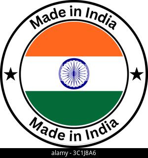 „Made in India“ Vektorstempel mit Nationalflagge Stock Vektor